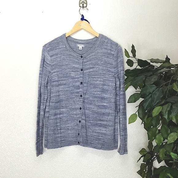 Croft and Barrow Blue Striped Button Cardigan Sweater - Picture 1 of 7